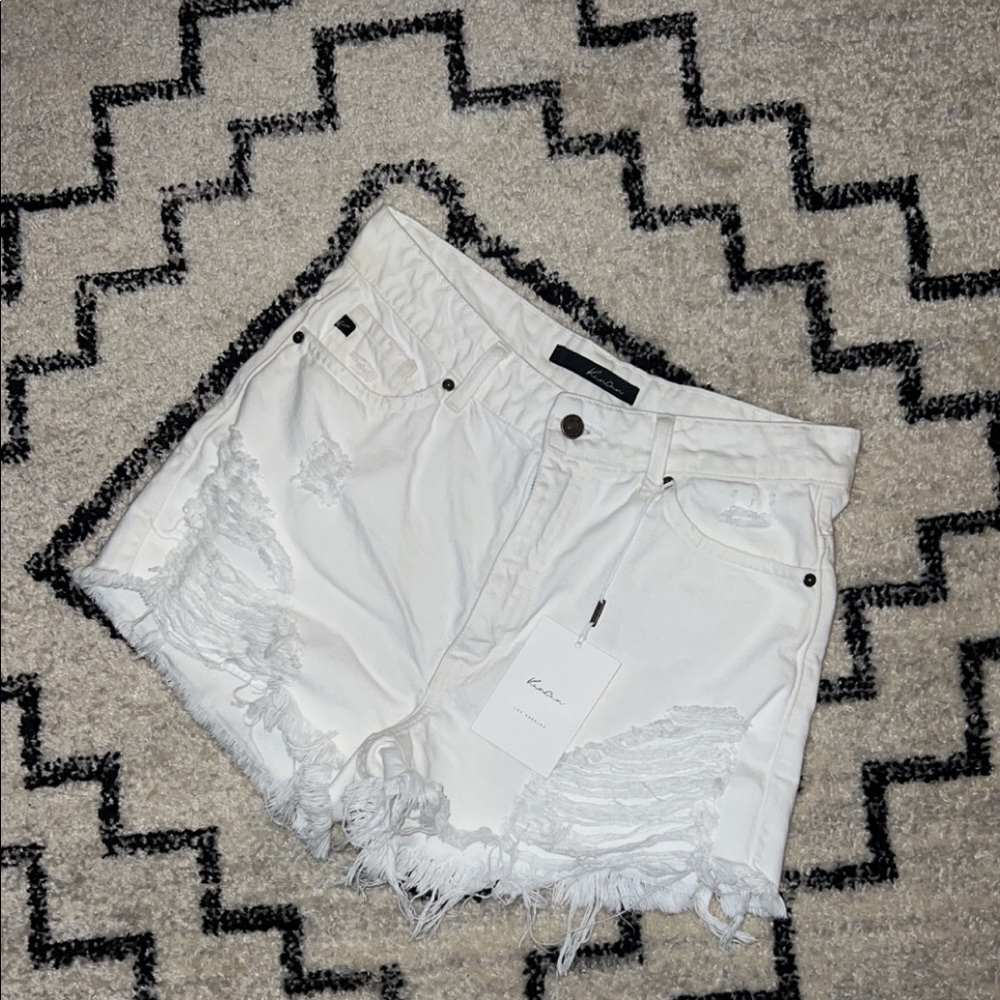 White denim kancan shorts